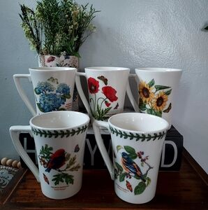 Portmeirion Set Of 5 Botanical Garden China Wear Mugs